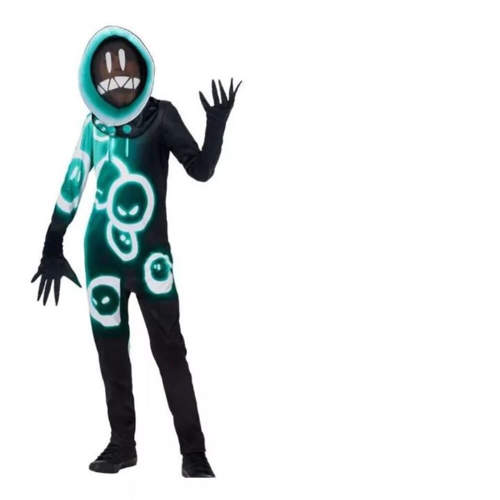 Boys Fortnite Grimey Halloween Costume 8/10 Jumpsuit, Hooded Mask 5 Pc